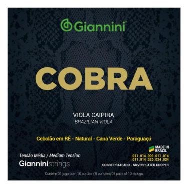 Imagem de Encordoamento Viola Caipira Giannini Cobra GESVM Cobre Prateado Média