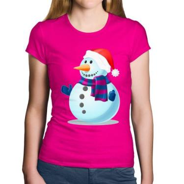 Imagem de Baby Look Algodão Boneco de neve - Foca na Moda, Rosa, GG