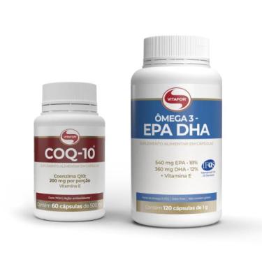 Imagem de KIT 1 Coenzima Q10 60 Caps 200mg Por Porção Vitafor e 1 Omega 3 Epa Dh