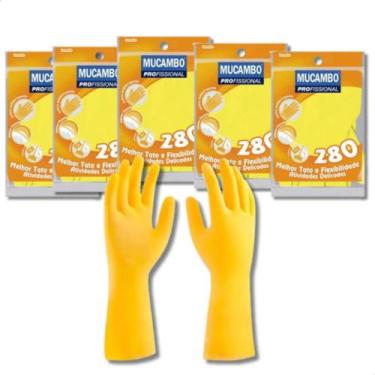 Imagem de 5 Luvas Forradas Multiuso Limpeza Louça Tam XG Mucambo S280