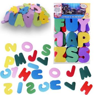 Imagem de Alfabeto eva letras grandes + numerais 36 pçs 8 cm - EVAMAX