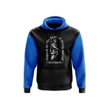 Imagem de Moletom Casaco Fear Aesthetic Blusa Canguru AL7 Store, Azul, G