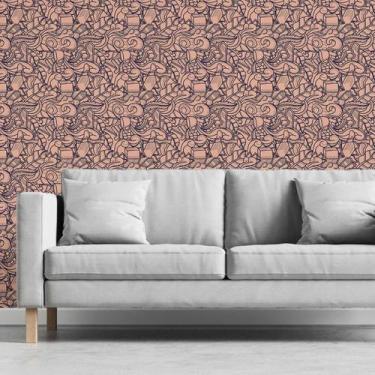Imagem de Papel de Parede Adesivo Abstrato Cáfé Rosa N03083 RL 0,58x3M - Adesivo