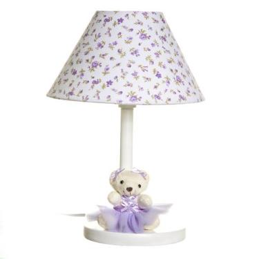 Imagem de Abajur Madeira Ursa Bailarina Lilás Quarto Bebê Infantil Menina - Poti