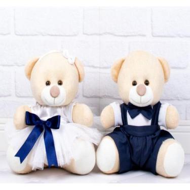 Imagem de KIT URSO CASAL PAJEM MARINHO, DAMINHA BRANCA, 18cm - DETALHE MARINHO -