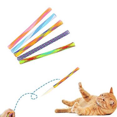 Imagem de WishLotus Brinquedos para gatos, 30 peças de brinquedo interativo para gatos colorido brinquedo telescópico de malha de gato brinquedo de pular flexível e moldável tubo de mola para gatos brinquedos