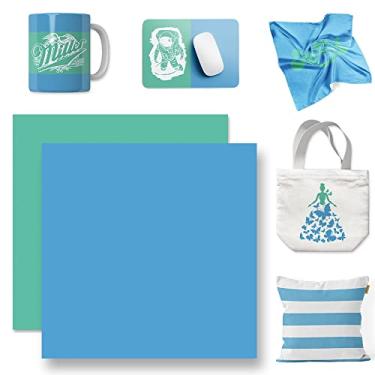 Imagem de WOWOCUT Folhas de tinta de transferência infusíveis, azul celeste e verde menta papel de transferência de calor cor sólida pacote com 2 pacotes, folha de sublimação de 30,5 x 30,5 cm para máquina Cricut camiseta DIY para meninas, canecas, sacola de lona