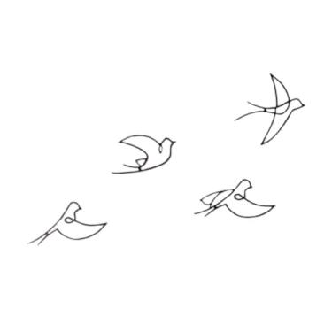 Imagem de Kit 4un Plaquinhas Decorativas Fixas De Parde Pássaros Aves Passarinhos Em Mdf Pintado Preto