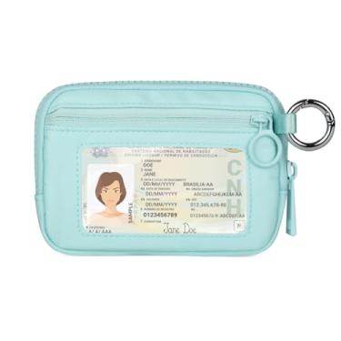 Imagem de Wallet Zip Card Case com ID Window Purses para mulheres Coin Bag com zíper Mini Portable Keychain Wallet, Aqua Sky