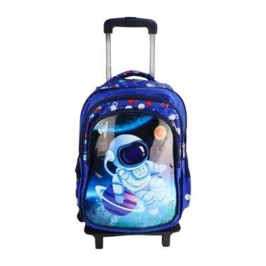 Imagem de Mochila Infantil de Rodinhas 2x1 Carrinho Removível Modelos Unicórnio Astronauta Lhama e Dinossauro(Astronauta)