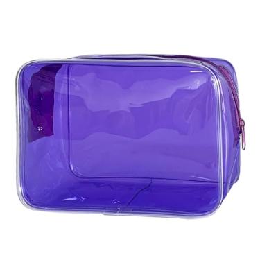 Imagem de Bolsa transparente neon pequena, bolsa de maquiagem transparente, tamanho 18 x 5,8 x 12 cm, bolsa de higiene pessoal aprovada pela TSA, bolsas de viagem transparentes para produtos de higiene pessoal,