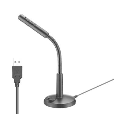Imagem de Microfone USB com botão mudo e indicador LED e design de pescoço de ganso ajustável de 360 graus, microfone de mesa Plug & Play