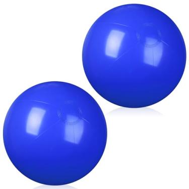 Imagem de kymqlyw 2 bolas de praia infláveis de 61 cm bolas de piscina decoração de verão ao ar livre bola bola flutuante para piscina suprimentos de festa de aniversário (azul)