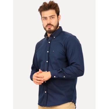 Imagem de Kit Tommy Hilfiger Camisa e Camiseta Masculina Azul Marinho/Branca, S/