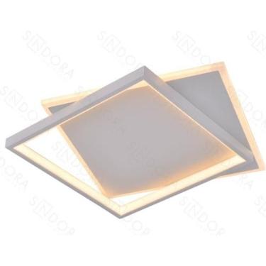 Imagem de Plafon Quadrado Branco Quadrado Led 40cm Luz Amarela 58w - Domeny Ilum