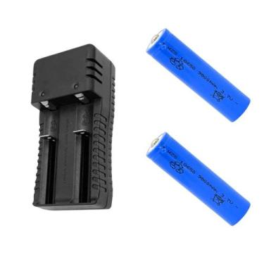 Imagem de Kit 1 Carregador De Bateria Preto Bivolt 18650 E 2 Baterias Qualidade 