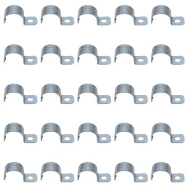 Imagem de 2,5 cm, 25 peças, tubo rígido de aço zinco, 1 furo, cabo, suporte em U, braçadeira de tubo, tiras de conduíte elétrico, correia rígida para montagem segura para conduíte RGD, tiras resistentes à