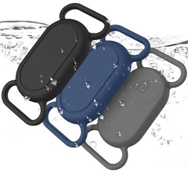 Imagem de Pacote com 3 suportes de coleira de cachorro para Samsung Galaxy SmartTag 2, capa protetora de silicone para Galaxy Smart Tag 2 para animais de estimação, gatos (preto/azul marinho/cinza)