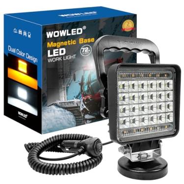 Imagem de WOWLED Barra De Luz Magnética, Luz De Trabalho Led De Duas Cores Âmbar E Branca Com Base Magnética, Holofote De Acampamento Portátil, Luz De Isqueiro De 72 W, Holofote De Carro Para Caminhão, Trator