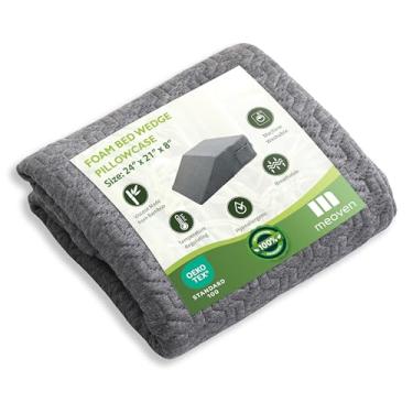 Imagem de Capa de almofada de cunha para travesseiro de elevação de perna de 61 x 53 x 20 cm, capa de travesseiro de joelho, fronha de descanso de perna, hipoalergênica, capa de almofada de cunha de