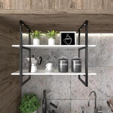 Imagem de Prateleira industrial cozinha Prateleira de ferro e madeira nicho indu