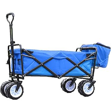 Imagem de Carrinho de praia carrinho dobrável carrinho de compras multifuncional doméstico acampamento ao ar livre praia supermercado pesca 4 rodas caminhão de puxar portátil pequeno carro de transporte (cor: