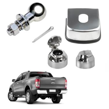 Imagem de Kit Completo Bola Engate Reboque Automotivo Tomada 6 Vias + Chapa Acabamento Universal 100mm Rabicho