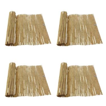 Imagem de Kit 4 Esteiras Bambu Natural 0,80Mt X 5Mt Cortina Decoração