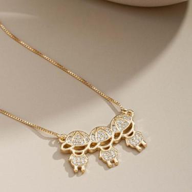 Imagem de Colar Pingente 03 Filhos (03 Meninos) Banhado Ouro 18K - SEM MARCA