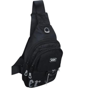 Imagem de Bolsa Mochila Bag Transversal Pochete Alça única Saída Usb Preto