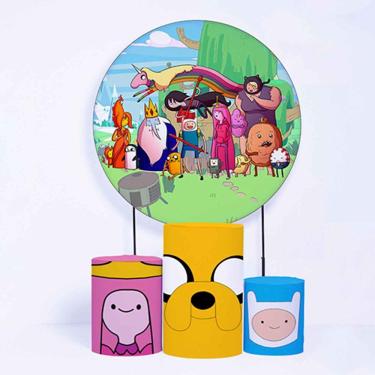 Imagem de Kit Painel de Festa Redondo de 1,80m e Trio de Cilindros Hora da Aventura - Fera Print