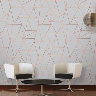 Imagem de Papel de Parede Geométrico Premium Cinza com Rose Gold 270 - Inove Pap