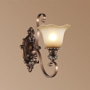 Imagem de Luminária de cabeceira em bronze antigo, estilo retrô, com base E27/26, para sala de estar, varanda, corredor e escada (30 x 37 cm)