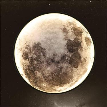 Imagem de Luminária de parede lunar regulável, mural Art Déco com controle remoto, LED preto, teto interno para quarto, cabeceira, corredor, sala de estar (60 cm, 6 pol.)