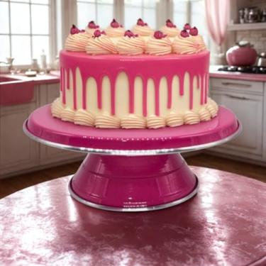 Imagem de Suporte Bailarina para Bolo Nº 30 Rosa Pink – Base Giratória Profissional para Decoração de Bolos e Confeitaria