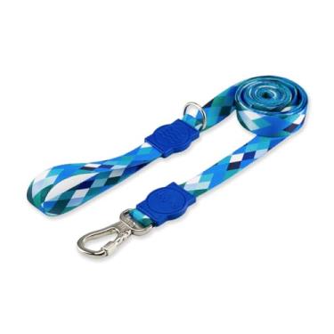Imagem de Dog Trip Brasil Coleira Guia 2 Metros Para Cães Cachorro Adestramento Passeio Porte Grande Médio Pequeno (M, Quadriculada Azul)