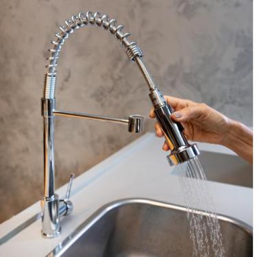 Imagem de ELORIA Torneira Gourmet Monocomando, Flexível com Acabamento Inox Brilho, Estilo Profissional para Cozinha