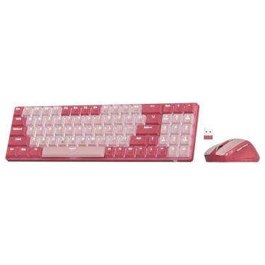 Imagem de Kit Mouse e teclado mecânico sem fio Redragon BS-8772 RP Rosa