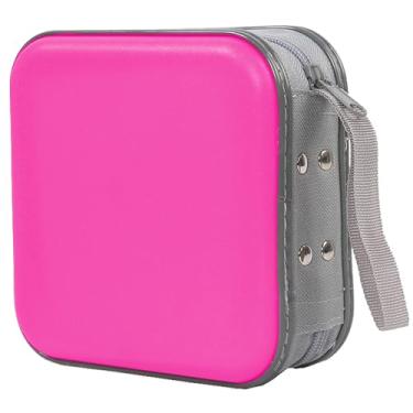 Imagem de Sogboy Estojo Para Cd Com Capacidade 48 Unidades, Organizador Portátil De Plástico Rígido Cd/Dvd, Transporte Carro, Casa E Viagem (Rosa Choque 48)