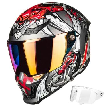 Imagem de ILM Capacetes De Motocicleta Para Adultos, Homens E Mulheres, Capacete Integral Dot Ece Powersports, Viseira Dupla, Corrida Rua Com Pinlock, Modelo Mf509 (Vermelho Ronin, M)