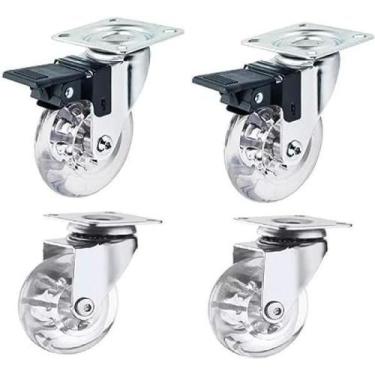 Imagem de Rodizio Cromado Para Móveis Roda Gel Com Freio E Sem Kit - Movifacil