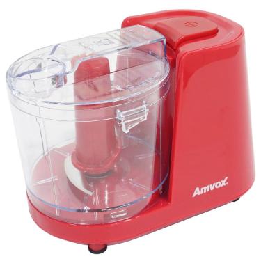 Imagem de Mini Processador de Alimentos Elétrico 110V 350ml 2 Lâminas Vermelho Amvox Apr 1001 Red 127V