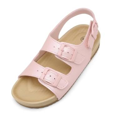 Imagem de Sandália para meninas e meninos, fivela dupla, casual, bico aberto, leve, para o verão, para crianças pequenas e grandes, rosa, 4.5 Big Kid