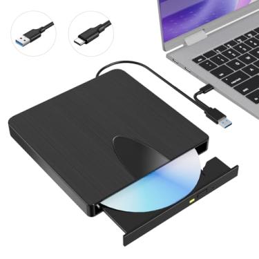 Imagem de Blu-Ray Drive, USB 3.0 e Tipo-C Blu Ray Gravador Portátil Blu Ray DVD/CD/BD Player, 3D Optical Bluray Drive Compatível com Windows XP/7/8/10/11 Macos para MacBook Laptop Desktop