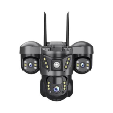 Imagem de Câmera IP Solar Externa 15MP 3 Lentes 4G Cartão SIM Visão Noturna PIR 