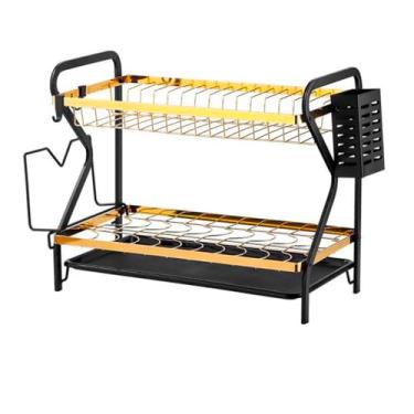 Imagem de Escorredor De Louças Aço Inoxidável Organizador Moderno Com Porta Talher e Bandeja