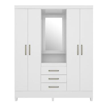 Imagem de Guarda - Roupa Pérsia Infantil - 04Portas / 03 Gav - Branco/Rosa - Fle