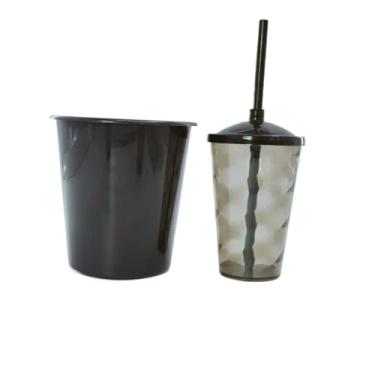 Imagem de 18 Kits Cineminha Balde 1 Litro +copo Twister 400ml Translúcido Art Milly (PRETO TRANSLÚCIDO)