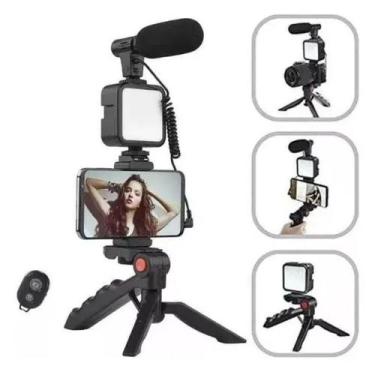 Imagem de KIT vlog blogueira para smartphone luz de video led e controle remoto 