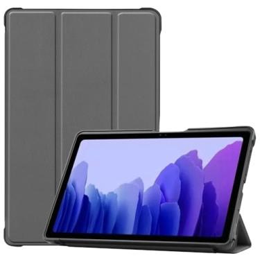 Imagem de Zrengp Capa para tablet Samsung Galaxy Tab A7 10.4 2020 T500 T505, capa de couro ultrafina e leve com suporte para Galaxy Tab A7 10,4 polegadas SM-T500 SM-T503 SM-T505C SM-T507 (TPU-cinza)